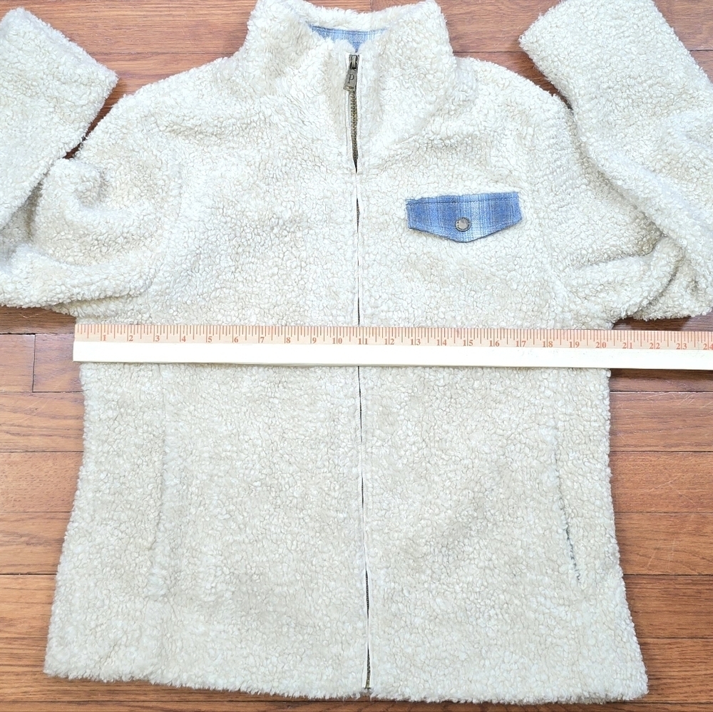 Pendleton Sherpa Jacket Deep Pile Fleece Full Zip Pocket Plaid Detail Women M - Picture 11 of 12